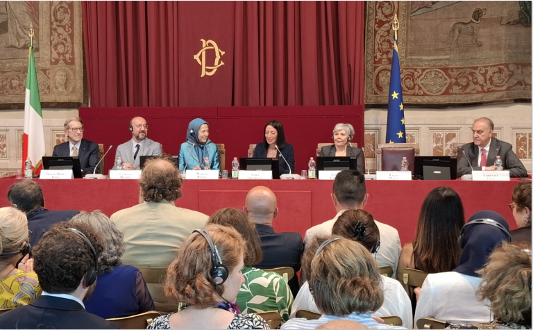 Roma – Líderes europeos y parlamentarios italianos exigen acción internacional contra el régimen iraní y respaldan la Tercera Vía propuesta por Maryam Rajavi